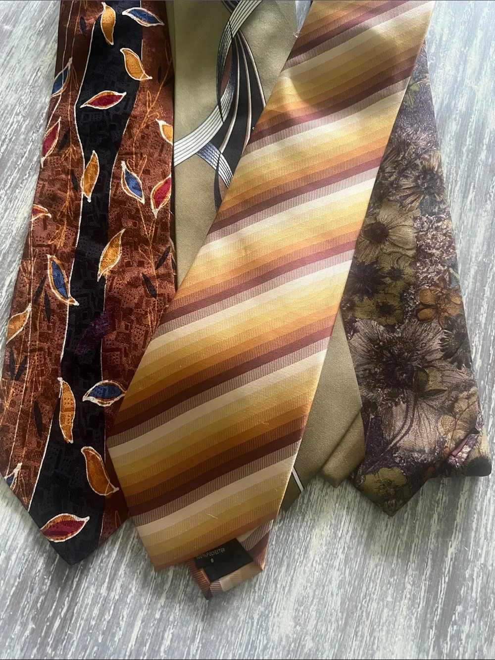 Set of 4 Men's Brown and Gold Striped Silk Tie - Classic Formal Accessory